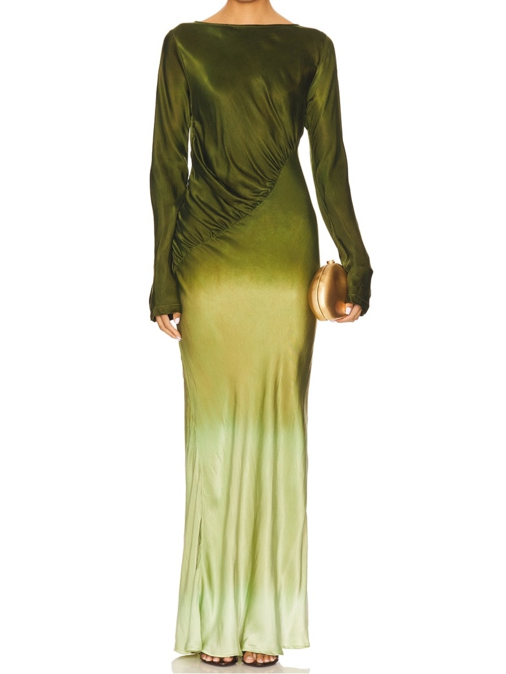 SWF Fluid Drape Maxi Dress in Olive Merage